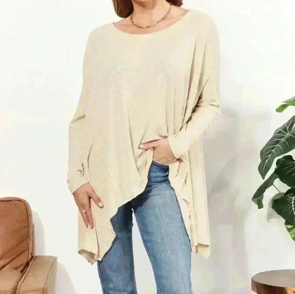 NWT Heyson Womens Oversized Tunic Top Small Tan - Picture 1 of 7